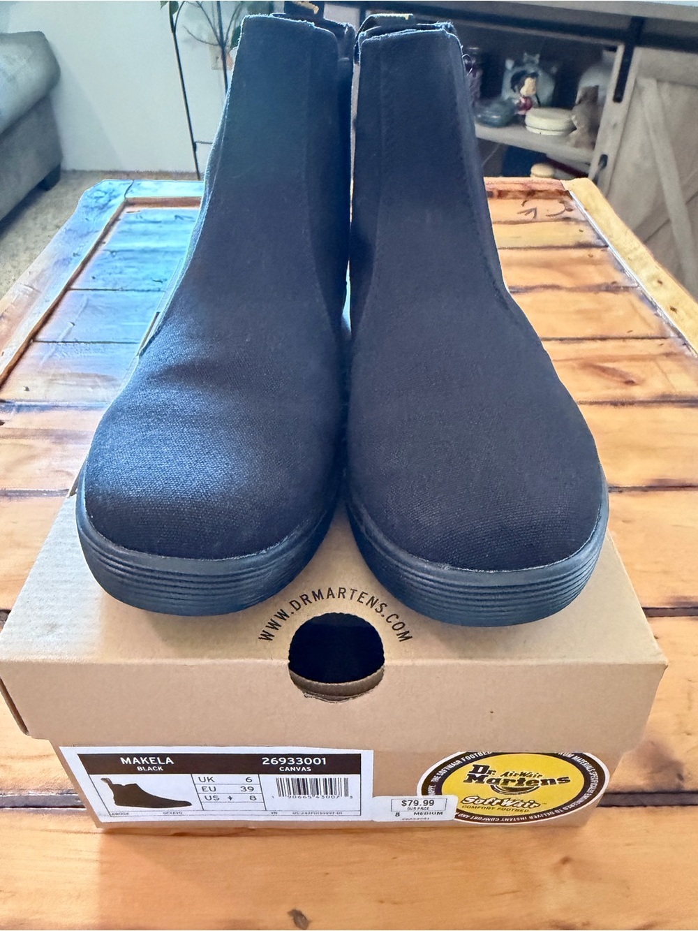 Dr. Martens Makela Canvas Chelsea Boots Black Women’s Size 8 Worn Once w/ Box